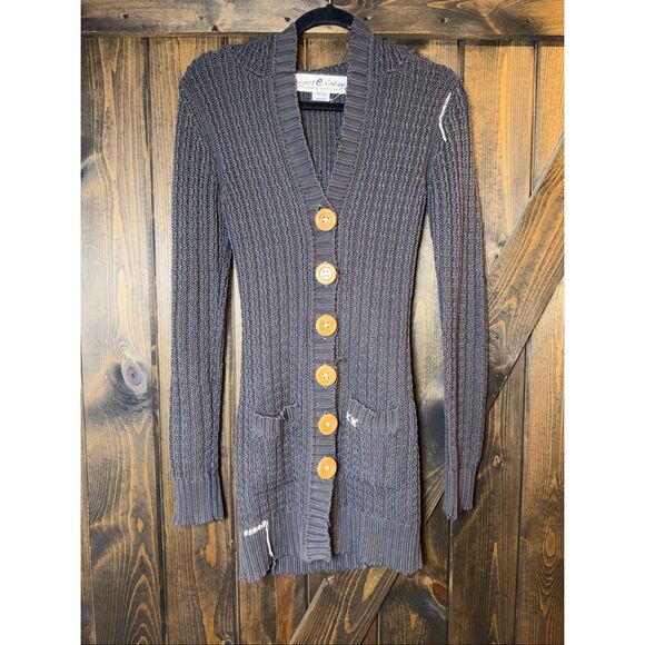 Project E Vintage Knit Long Cardigan Sweater - Picture 1 of 8